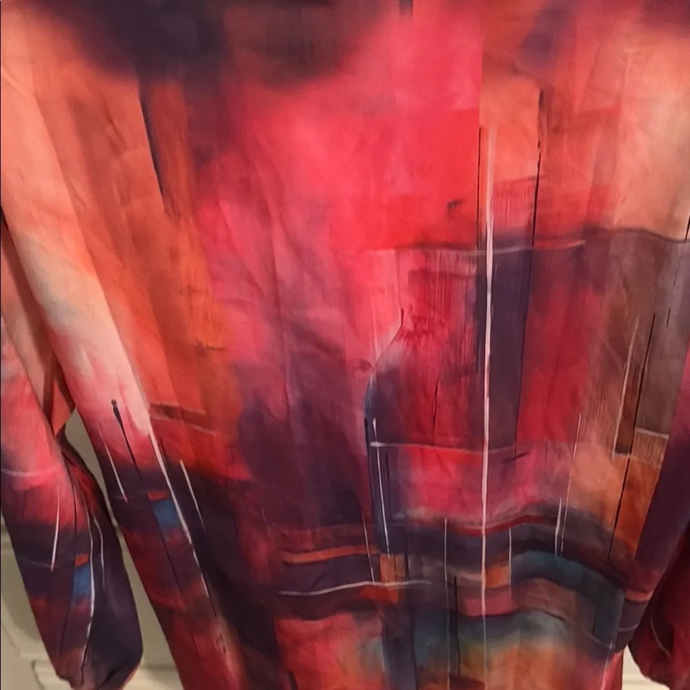 Women's Abstract Print Button-Front Blouse - Multi-Color size small new - Picture 3 of 3